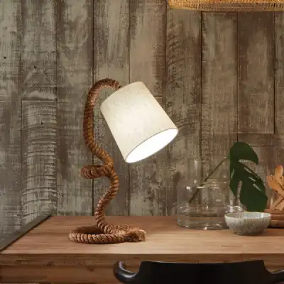 Twisted Rope Table Lamp Cotton Fabric Shade