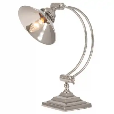 Polished Nickel Metal Tall Arched Arm Task Table Lamp