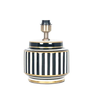 Black and White Stripe Small Round Table Lamp
