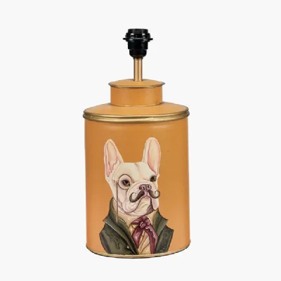 Boston Terrier Mustard Hand Painted Metal Table Lamp Base