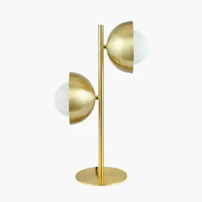 Brushed Brass Metal and White Orb Dome Table Lamp