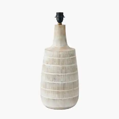 White Wash Wood Textured Tall Neck Table Lamp