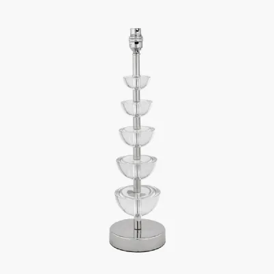 Glass and Silver Metal Table Lamp Base Only