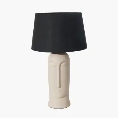 Cream Ceramic Table Lamp with Face Detail