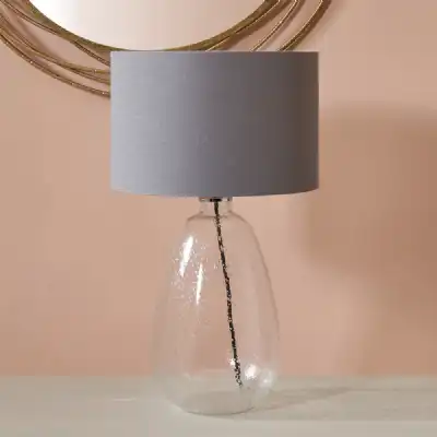 Organic Shape Clear Bubble Glass Table Lamp Grey Shade