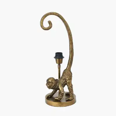 Funky Antique Brass Metal Monkey Table Lamp Base Only