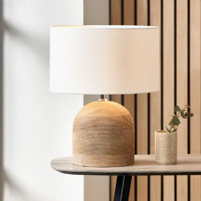 Natural Wood Dome Shaped Table Lamp Base Only