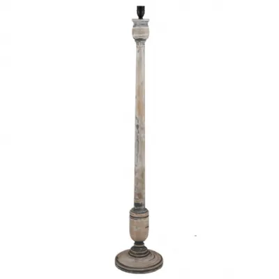 Grey and White Washed Wooden Floor Lamp