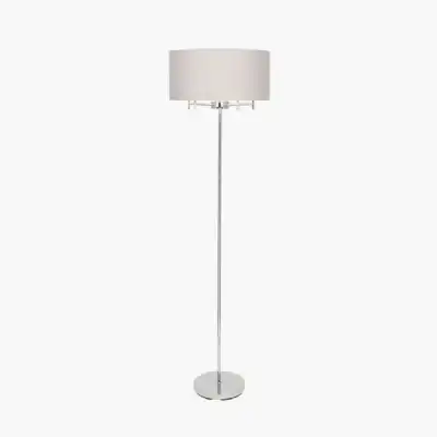 Silver Metal 5 Light Floor Lamp with Grey Shade