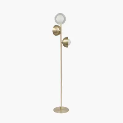Brushed Brass Metal and White Orb Dome Floor Lamp