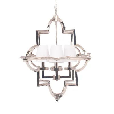Moroccan Metal 4 White Cotton Shades Ceiling Pendant