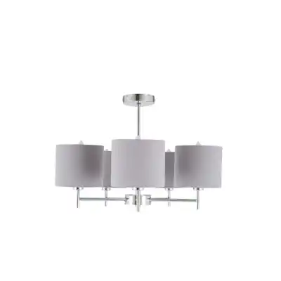 Silver Metal 5 Arm Pendant Light with Grey Shades