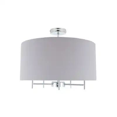 Silver 5 Arm Metal Pendant Light with Grey Shade