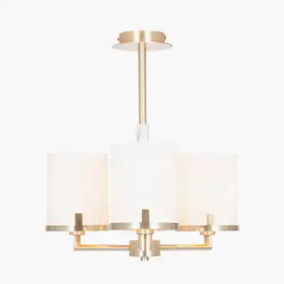 Gold Metal 3 Arm Pendant Ceiling Light with Marble Effect