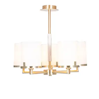 Gold Metal 5 Arm Pendant Ceiling Light with Marble Effect