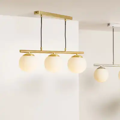 Modern Gold Metal 3 White Orb Pendant Ceiling Light