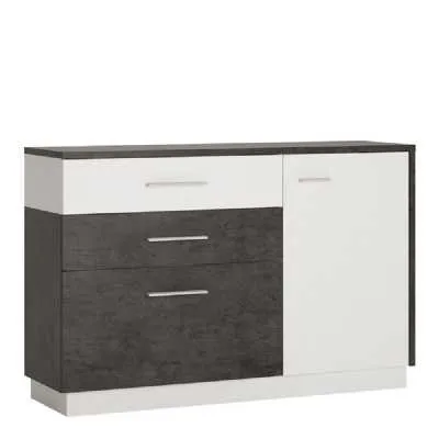 White Slate Grey 1 Door 2 Drawer 1 Compartment Sideboard 133cm Wide