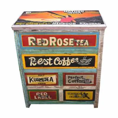 Carnival Colourful Hand Painted Retro 4 Over 2 Chest of Drawers