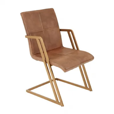 Buffalo Brown Leather Iron Chair