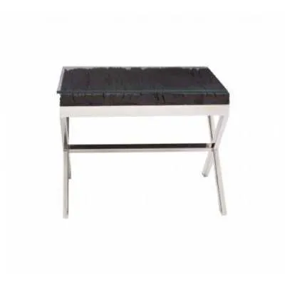 Kerela End Table Black and Glass Steel Legs