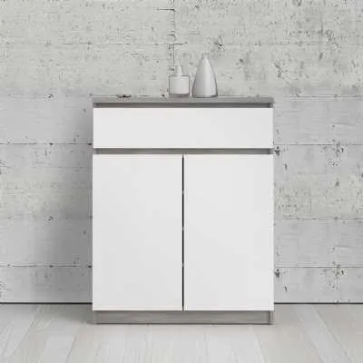 1 Drawer 2 Door Sideboard Concrete and White High Gloss
