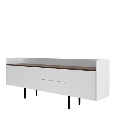 Large Wide White Walnut 3 Door And 2 Drawer Sideboard
