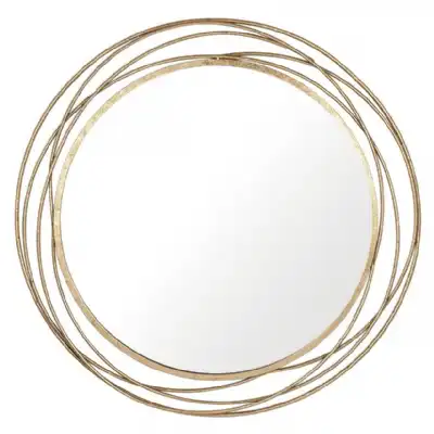 Gold Metal Swirls Wire Round Wall Mirror 90cm Diameter