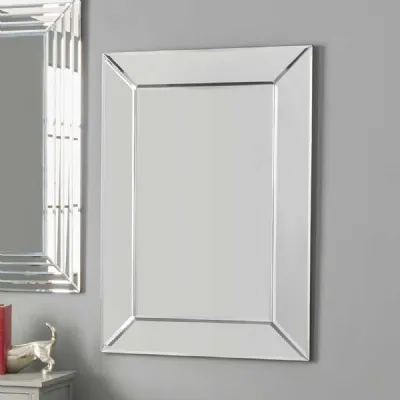 Mirrored Glass Frame Rectangular Bevelled Edge Wall Mirror