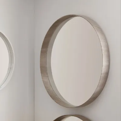 Grey Oak Wood Round Wall Mirror