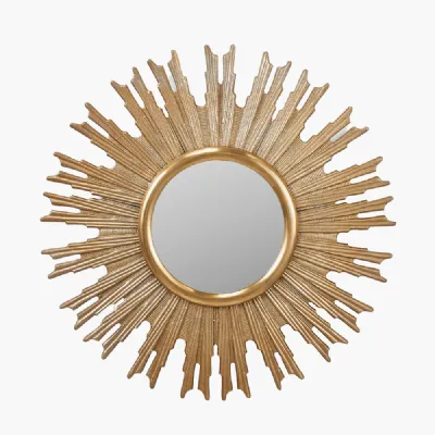 Gold Metal Round Starburst Wall Mirror