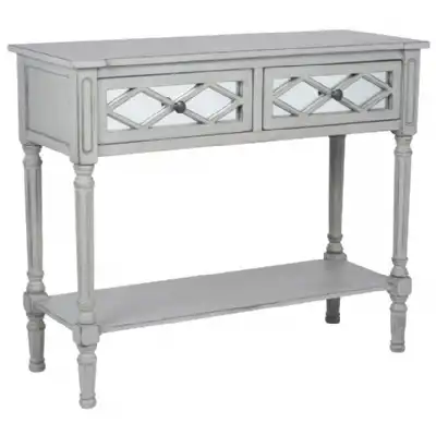 Dove Grey Mirrored Wood 2 Drawer Console Table