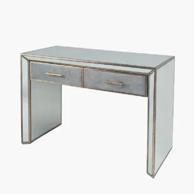 Grey Velvet Mirrored Console Table