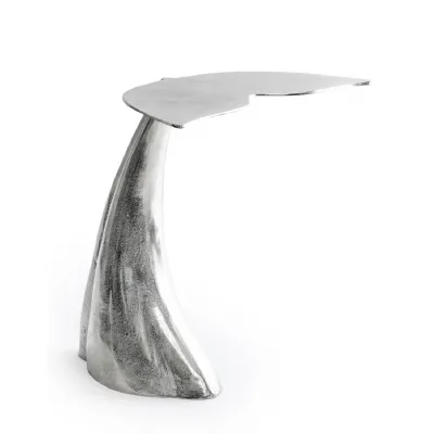 Silver Metal Whale Tail Side Lamp Table