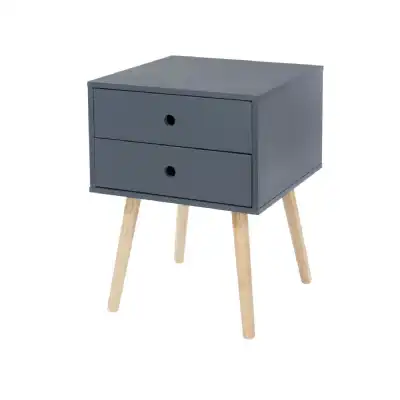 scandia, 2 drawer and wood legs bedside cabinet