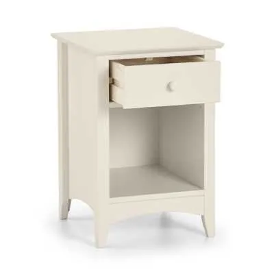 Stone White Painted Solid Pine 1 Drawer Bedside Table Cabinet Nightstand with Shelf