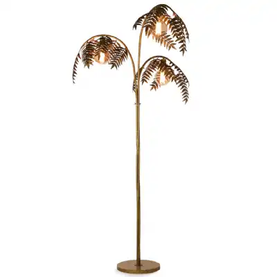 Antique Gold Palm Tree Leaf Metal Floor Lamp