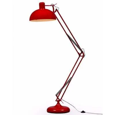 Large Red Adjustable Angled Floor Lamp