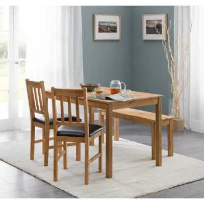 Oak Rectangular Small Kitchen Fixed Dining Room Table Only 4 Seater
