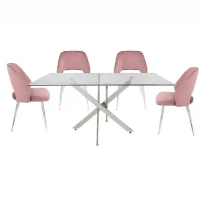Blush Pink Rectangle Dining Set