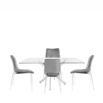 Nova 160cm Rectangular Dining Table And 4 Grey Chairs