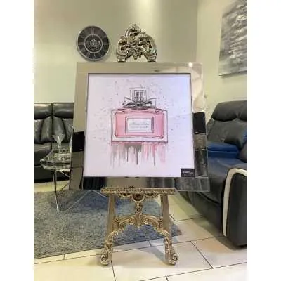 Miss Dior Bow Perfume Bottle Pink Wall Art Mirror Frame