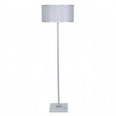 Silver Metal And Marble Floor Lamp With Marrakech Mesh Shade