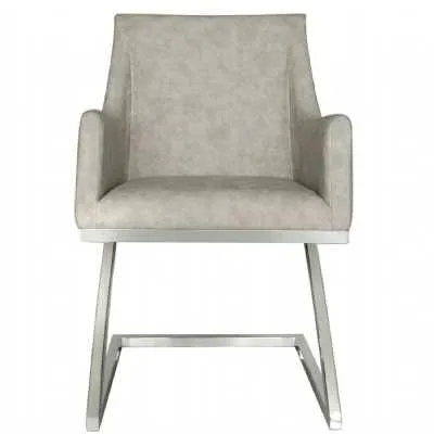 Astro Light Grey PU Leather Dining Chair Z SHape Leg