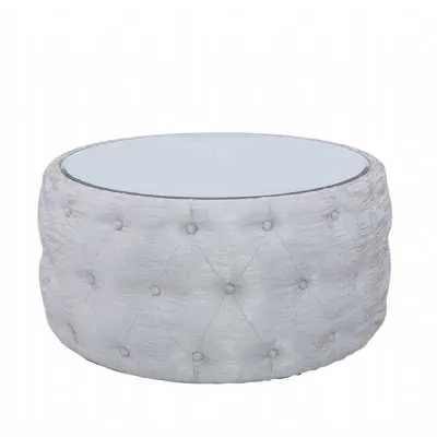 Nerona Tufted Coffee Table With Mirror Top Silver