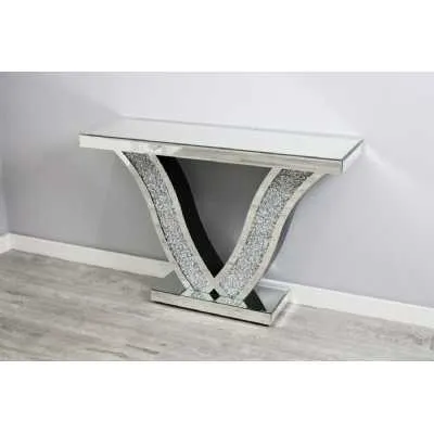 Luxe Mocka Mirror Crystal Console Table V Base
