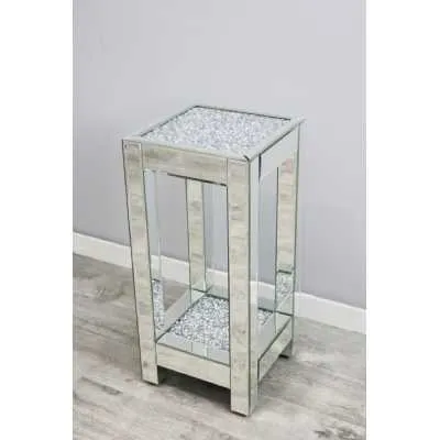 Luxe Mocka Mirror Crystal Square Side Table Large