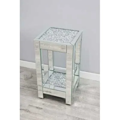 Luxe Mocka Mirror Crystal Square Side Table Medium