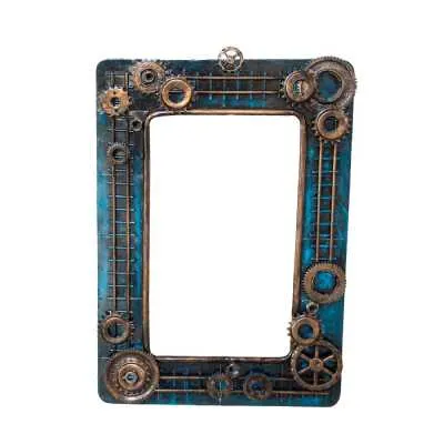 Upcycled Lighting And Furniture Reclaimed Iron Steampunk Theme Wall Mirror 1 75cm