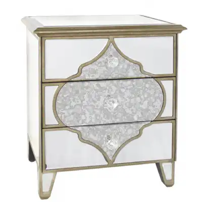 Morocco 3 Drawer Mirror Bedside Cabinet