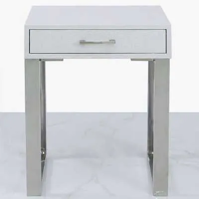 Faux Stingray Leather One Drawer End Table Silver